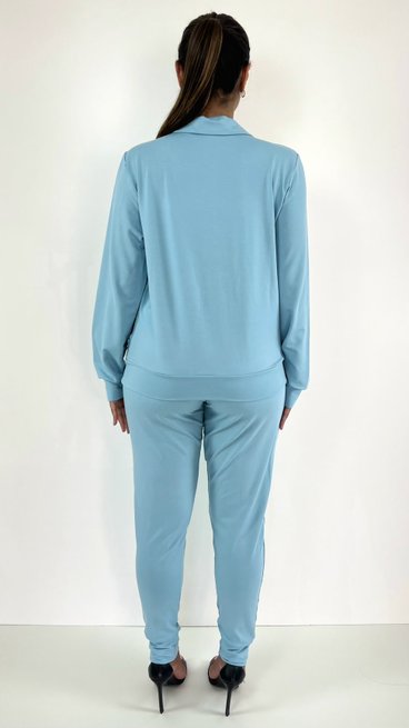 Conjunto Feminino Moletinho Milena Liso Azul Bebê