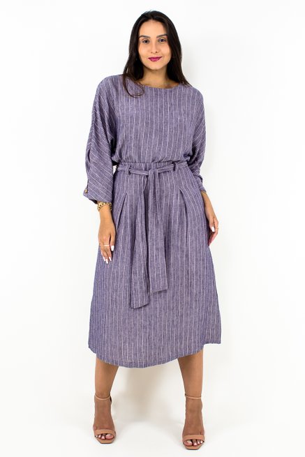 Conjunto Feminino Risca de Giz em Linho
