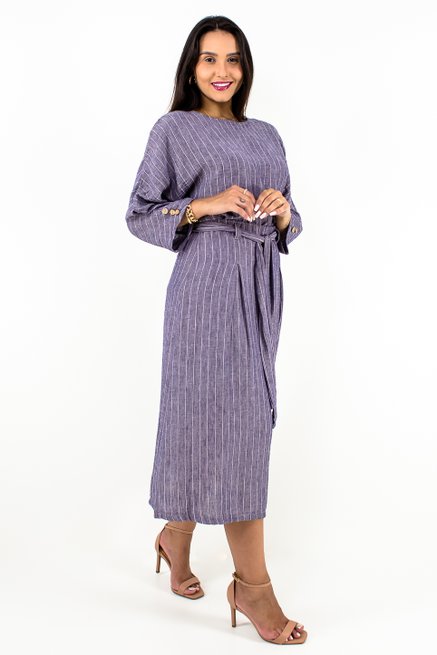 Conjunto Feminino Risca de Giz em Linho