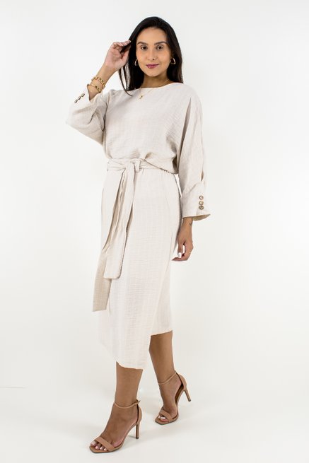 Conjunto Feminino Risca de Giz em Linho