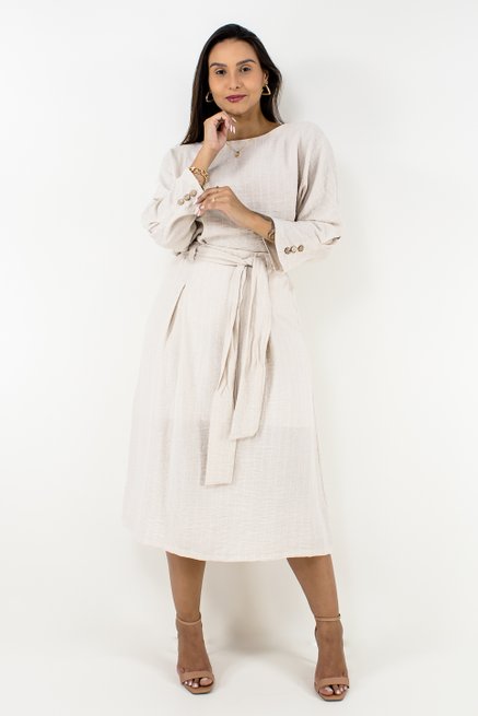 Conjunto Feminino Risca de Giz em Linho
