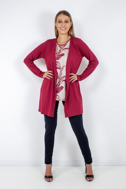 Conjunto Feminino Twinset Manga Longa Estampado Bordô