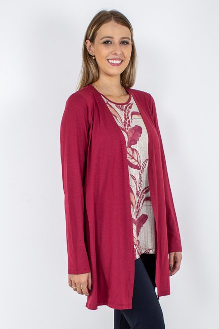 Conjunto Feminino Twinset Manga Longa Estampado Bordô