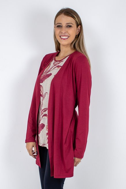 Conjunto Feminino Twinset Manga Longa Estampado Bordô