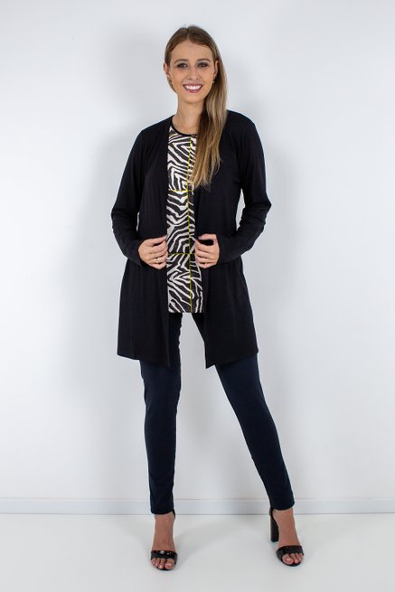 Conjunto Feminino Twinset Manga Longa Estampado Preto