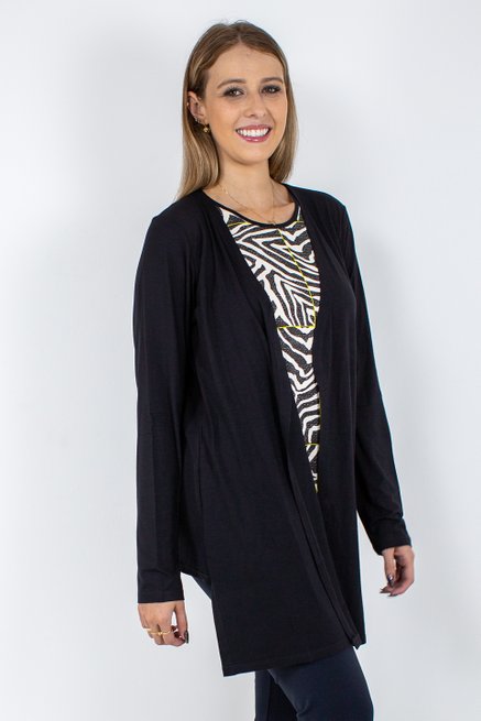 Conjunto Feminino Twinset Manga Longa Estampado Preto