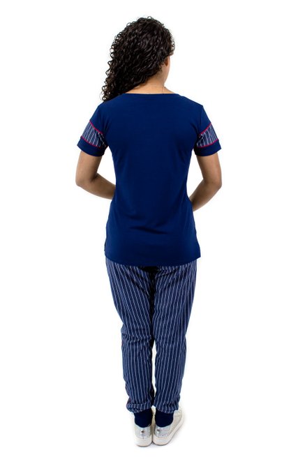 Conjunto Manga Curta Malha Viscolycra Azul Marinho