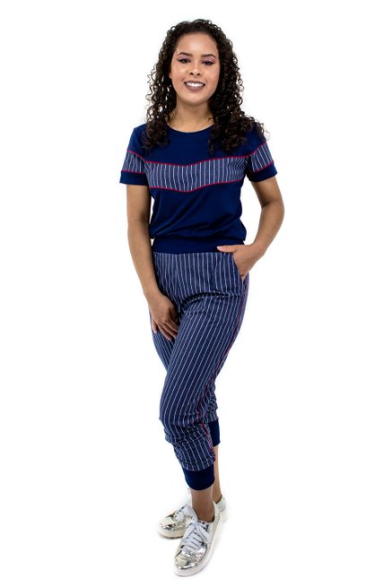 Conjunto Manga Curta Malha Viscolycra Azul Marinho