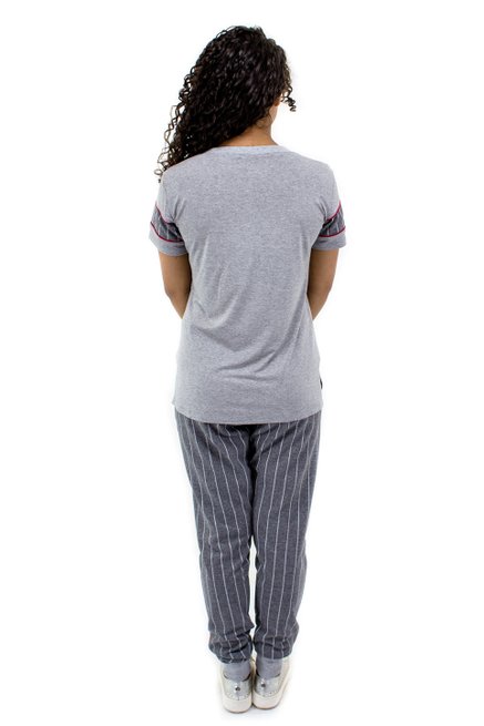Conjunto Manga Curta Malha Viscolycra Cinza Mescla