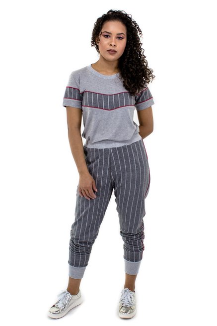 Conjunto Manga Curta Malha Viscolycra Cinza Mescla