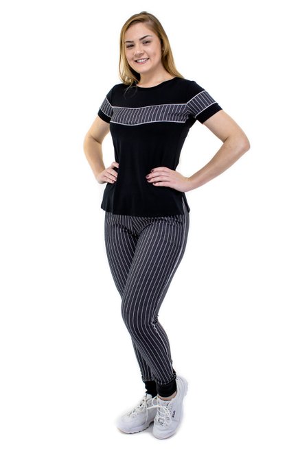 Conjunto Manga Curta Malha Viscolycra Preto
