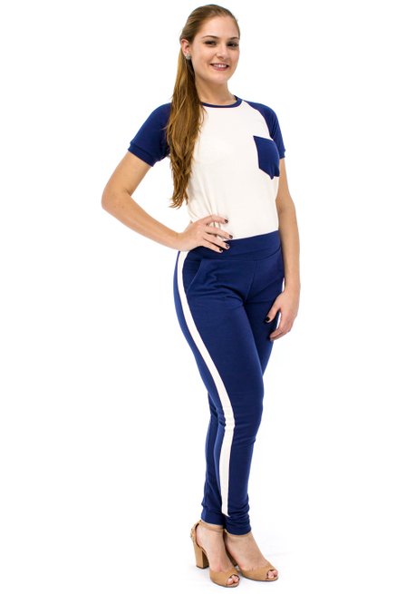 Conjunto Manga Curta Moletin Bia Liso Azul e Nude