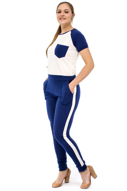 Conjunto Manga Curta Moletin Bia Liso Azul e Nude