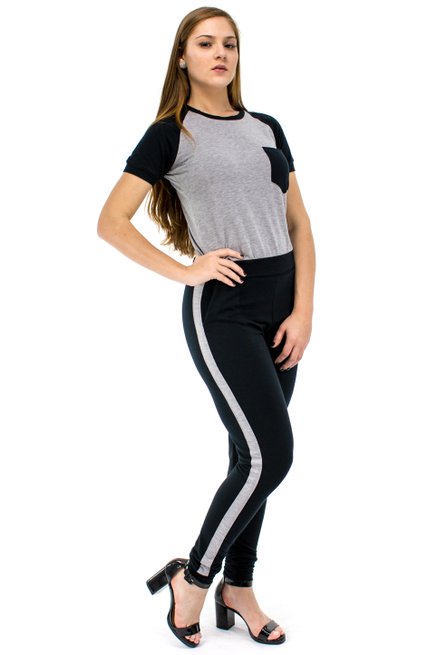 Conjunto Manga Curta Moletin Bia Liso Preto e Cinza