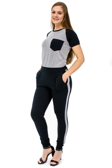 Conjunto Manga Curta Moletin Bia Liso Preto e Cinza