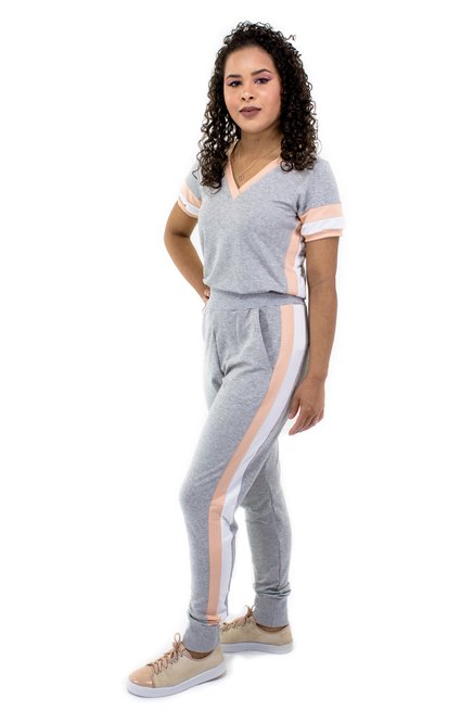 Conjunto Manga Curta Moletin Cinza Mescla