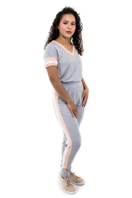Conjunto Manga Curta Moletin Cinza Mescla