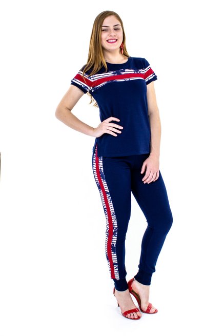 Conjunto Manga Curta Moletin Liso Azul Marinho