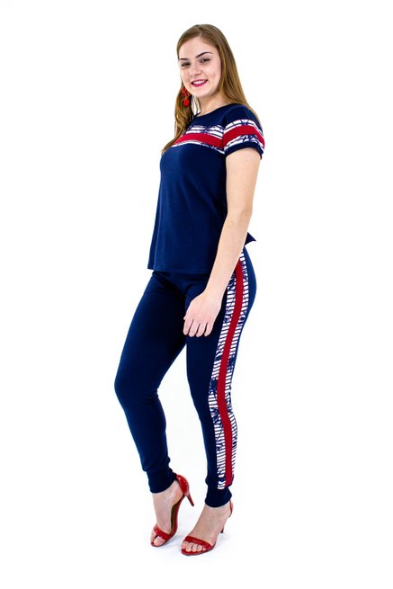 Conjunto Manga Curta Moletin Liso Azul Marinho