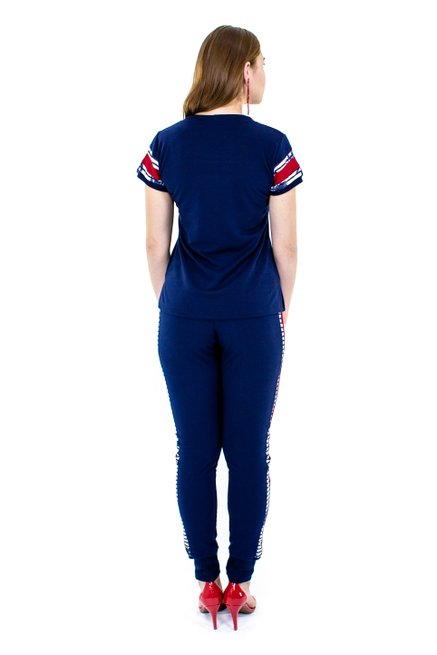 Conjunto Manga Curta Moletin Liso Azul Marinho