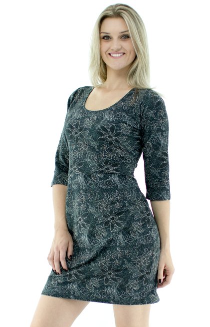 Vestido Denise Manga 3/4 Estampa Floral