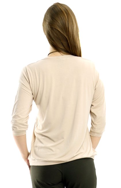 Blusa Manga 3/4 Marinheiro Viscolycra Lisa Bege
