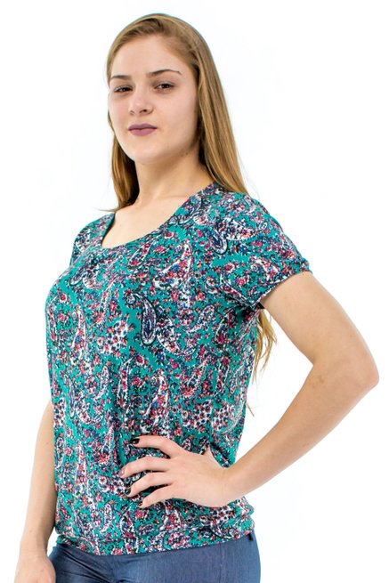 Tuniquete Manga Curta Marinheiro Estampa Floral Verde