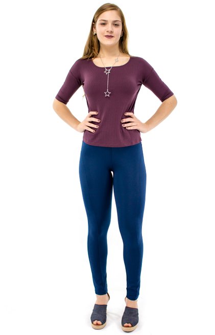 Blusa Madalena Canelada Manga 3/4 Lisa Vinho