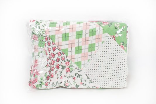 Fronha Malha com Babado Estampada Verde Floral (Par)