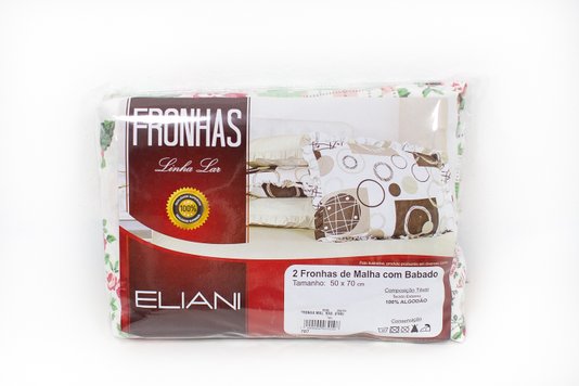 Fronha Malha com Babado Estampada Verde Floral (Par)