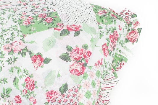 Fronha Malha com Babado Estampada Verde Floral (Par)
