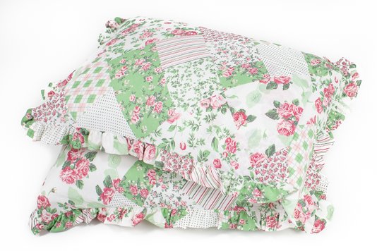 Fronha Malha com Babado Estampada Verde Floral (Par)