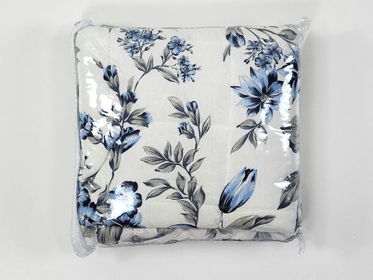 Fronha Malha Matelada Estampa FloraL Azul Claro