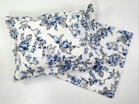 Fronha Malha Matelada Estampa FloraL Azul Claro