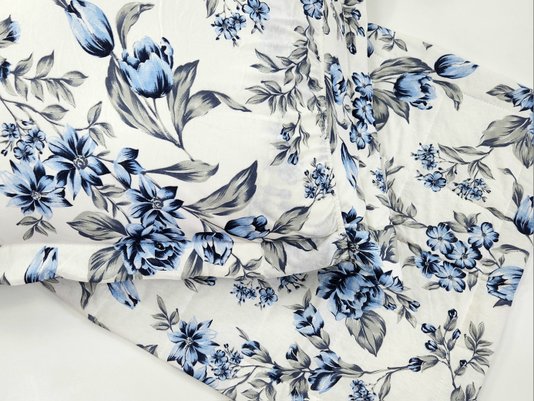 Fronha Malha Matelada Estampa FloraL Azul Claro