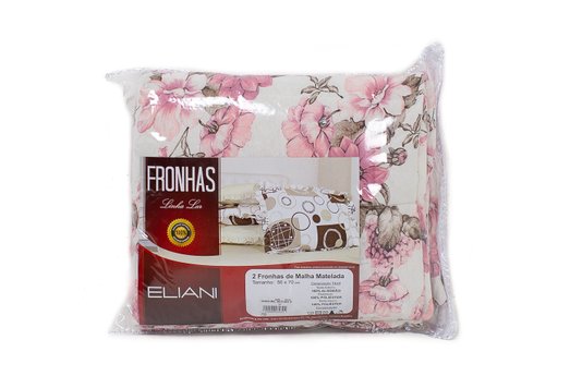 Fronha Malha Matelada Estampa Floral Rosa