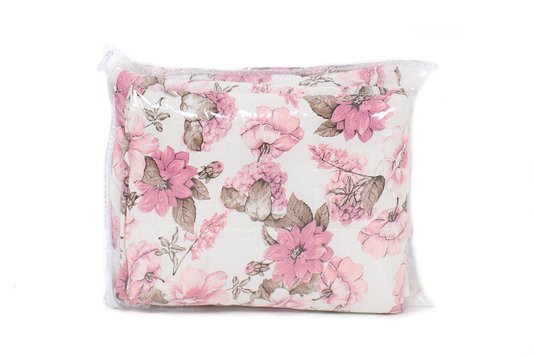 Fronha Malha Matelada Estampa Floral Rosa