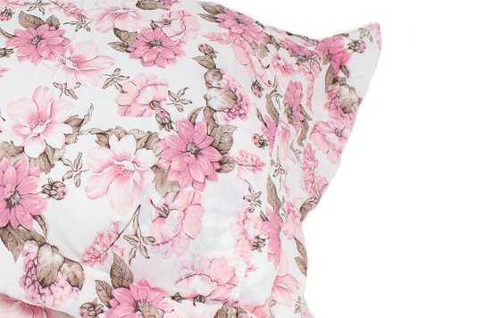 Fronha Malha Matelada Estampa Floral Rosa