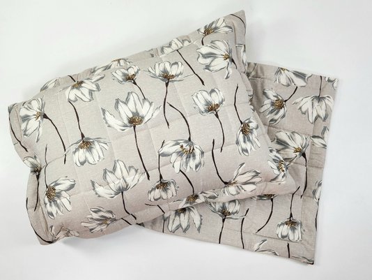Fronha Malha Matelada Estampa Flores Branca