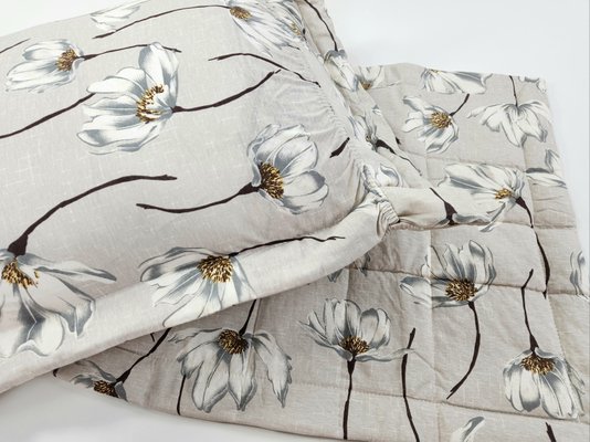 Fronha Malha Matelada Estampa Flores Branca