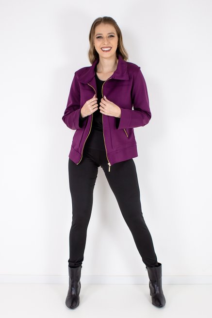 Jaqueta Feminina Neoprene Lisa Roxa