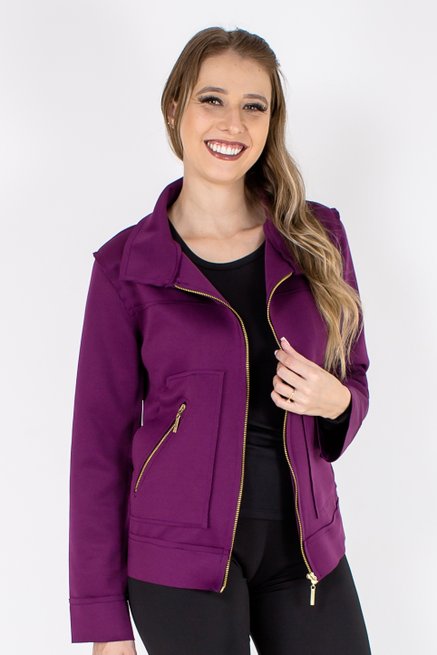 Jaqueta Feminina Neoprene Lisa Roxa
