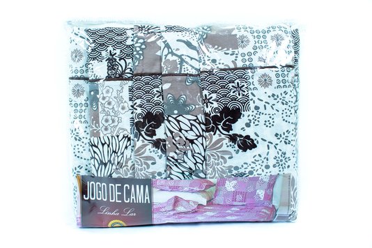 Jogo de Cama Malha Casal 4pcs Estampa Abstrata Marrom