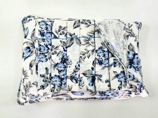 Jogo de Cama Malha Casal 4pçs Estampa Floral Azul Claro
