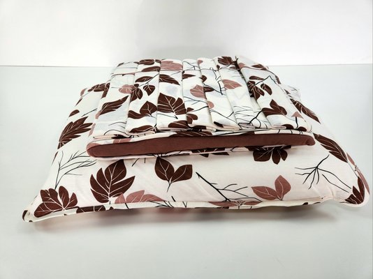 Jogo de Cama Malha Casal 4pçs Estampa Folhas Marrom
