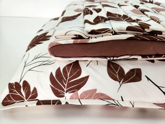 Jogo de Cama Malha Casal 4pçs Estampa Folhas Marrom