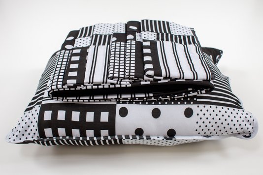 Jogo de Cama Malha Casal Queen 4pçs Estampa Geométrica Preto e Branco