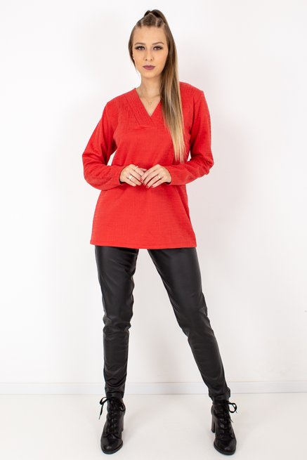 Meia Túnica Manga Longa Jacquard Lisa Laranja