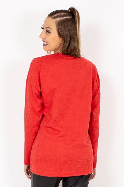 Meia Túnica Manga Longa Jacquard Lisa Laranja