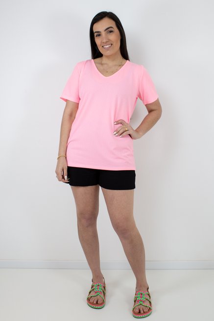 Meia Túnica Manoela Manga Curta Rosa Neon